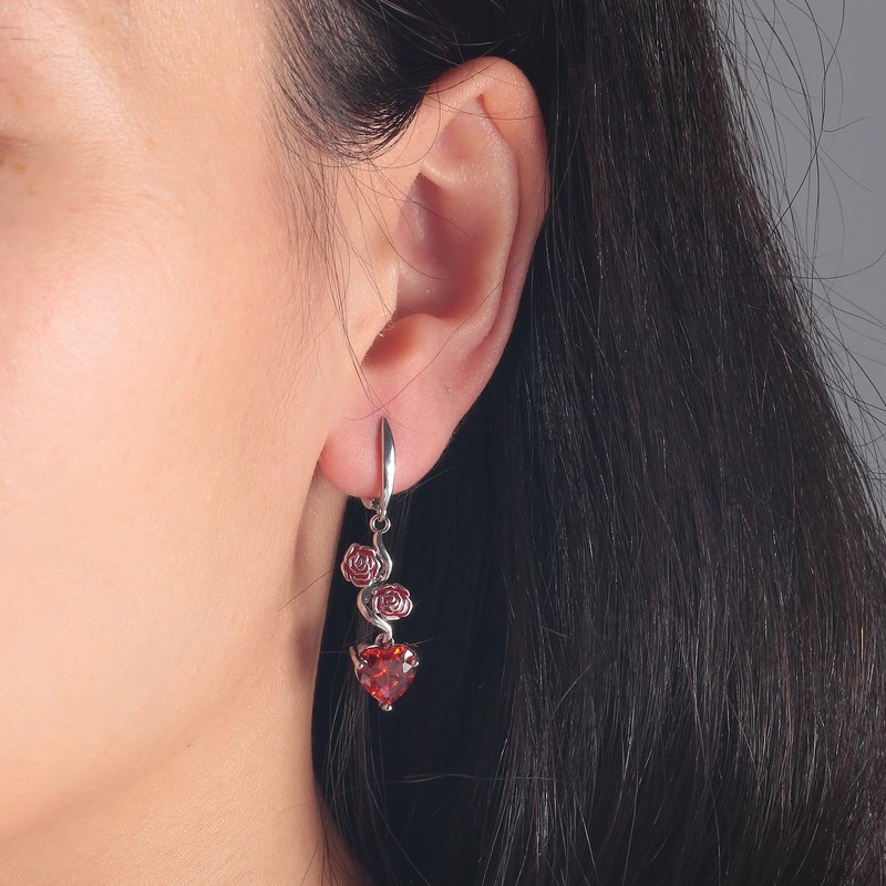 CiNily Heart-Cut Dangle Drop Earrings for Women 14K White Gold