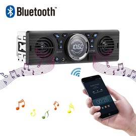 PolarLander Universal 1 Din 12V In-Dash Car Radio Audio Player Built-in 2 Speakers Stereo FM Support USB / TF Card Port with Bluetooth