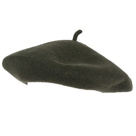 ZAKIRA Plain Wool Beret Hat for Men and Women, olive green