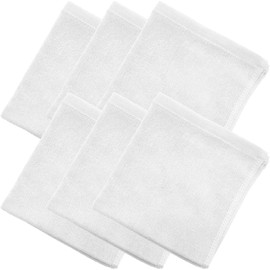 8-Year Towel, Hand Towel, Square (13.4 x 13.8 inches (34 x 35 cm), 100% Cotton, Thin, Quick Drying, Highly Absorbent, Durable, White, Set of 6