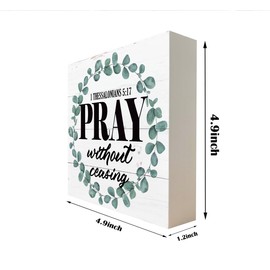Christian Wood Signs, Bible Verse Thessalonians 5:17 - Pray Without Ceasing, Box Sign Decor Tabletop, Christian Wooden Box Sign, Decorative Wooden Table Sign, Rustic Farmhouse Decor, Christian Gifts