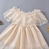 fioukiay Toddler Girl-Wedding-Princess-Maxi-Dress Boho Off Shoulder Lace Ruffle Dress Gowns