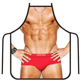 OYSRONG Delantal divertido y sexy de dibujos animados para cocina, para adultos, regalo de cumpleaños (ropa interior hombre), Rojo -, Medium