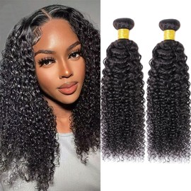 Kinky Curly Human Hair Bundles 100% Unprocessed Brazilain Virgin Human Hair 26 28 Inch Natural Colour 200g