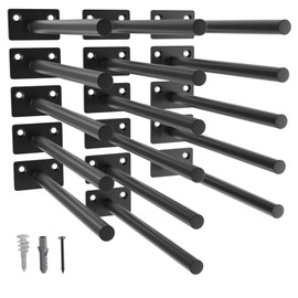 LEOPO Black 16-Pack 8 inch Floating Shelf Brackets, Hidden Shelf Bracket for Wood, Concealed Blind Shelving Support,Invisible Coated Brackets for DIY Decorative,Fit for Kitchen, Bathroom,Study Room