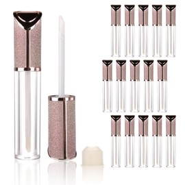 COSIDEA 15pcs Round Empty 5ml 0.17oz lip gloss tubes with wand and Gradient pink leather slope cap Lipgloss tube containers for lip oil packing
