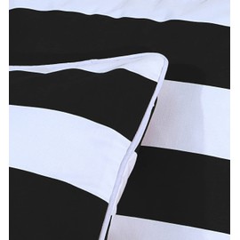 Set of 2 Cushion Cover 18 x 18" (45 x 45 cm) Black & White Stripe with Invisible Zipper Cotton Linen Square Pillowcases- Beautiful Design for Living Room, Sofa, Bedroom, Office, Couch
