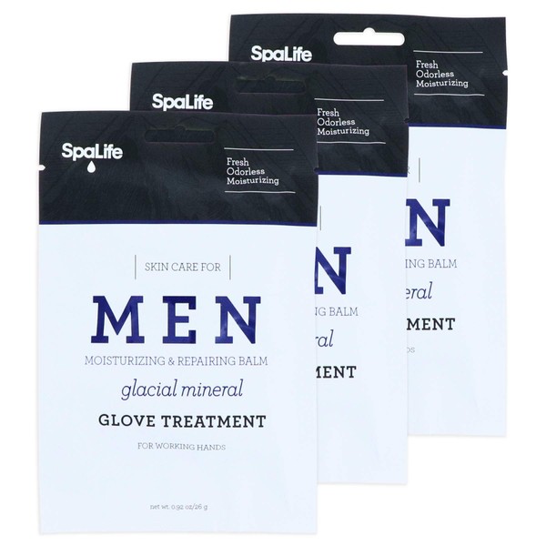 Spa Life Men's Glacial Mineral Moisturizing And Repairing Balm For The Working Hand (Hand Gloves 3 Pairs)
