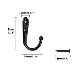 Mokife 12 Pack Coat Hooks Black Wall Mounted Rustic Small Single Door Hook Metal for Entryway Kitchen Bedroom Bathroom Office Toilet