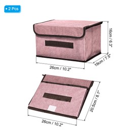 PATIKIL Fabric Collapsible Storage Bin 10.2 x 7.5 x 6.3 Inch, 2 Pcs Foldable Storage Box Cube with Lids and Handle Organizer Container for Home Bedroom Closet Clothes, Pink