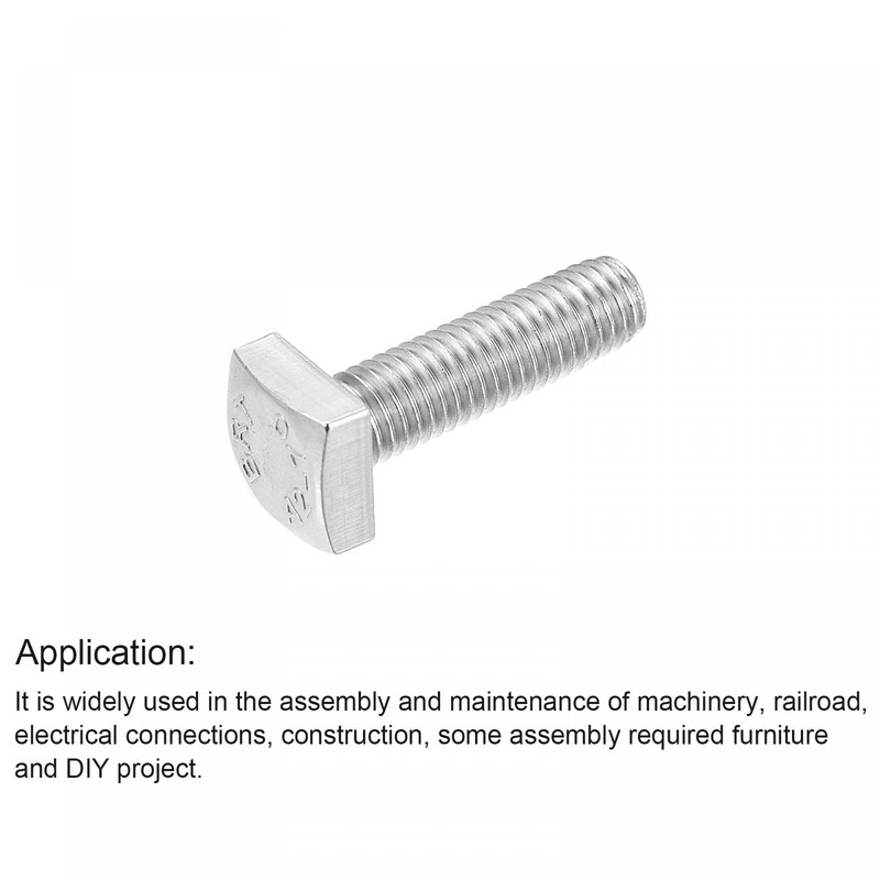 sourcing map Square Head Bolt, 5pcs M8x25mm Fully Thread 304