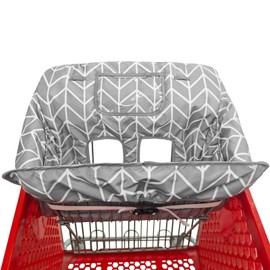 2-in-1 Shopping Cart and High Chair Cover for Baby, Padded Cover, Fold'n Roll Style, Portable with Carry Bag (Gray Arrow)