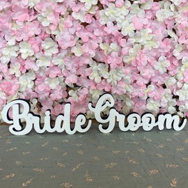Customisable Bride and Groom Wooden Standing Signs, Wedding Top Table Decorations, Wedding Keepsake Freestanding Signs, Any Colour