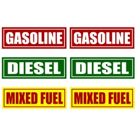 Rogue River Tactical Diesel Gasoline and Mixed Fuel Markers 6x2 Inch Pack of 6 Gas Fuel Only Sticker Sign Decal Indoor Outdoor Tractor Truck Gas Fuel Can