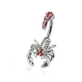 Autiga Navel Piercing Scorpion Top Down Navel Piercing Banana Bell Navel Ring, Stainless Steel, without stone