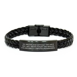 Computer Programmer Inspirational Engraved Interlaced Leather Bracelet for Mother's Day Unique Gifts from Tech Lovers to Appreciate Their Passion and Dedication