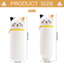 CHENBOOW Kawaii Pencil Case, Pencil Case Zip, Stand Up Pencil Case, Panda 2-in-1 Pencil Case, Cartoon Pencil Case, for School, Home, Office Supplies, Smiling Spotted Cat, school supplies