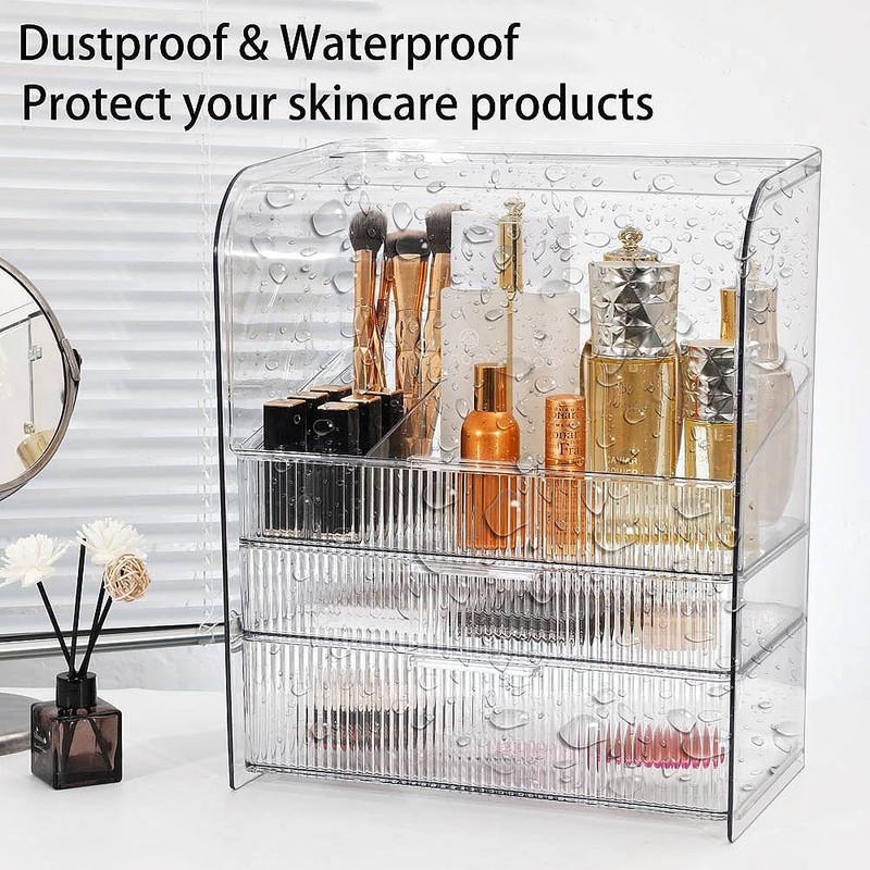 PLINJOY Makeup Storage Organizer Box Large Cosmetic Display Cases Dustproof