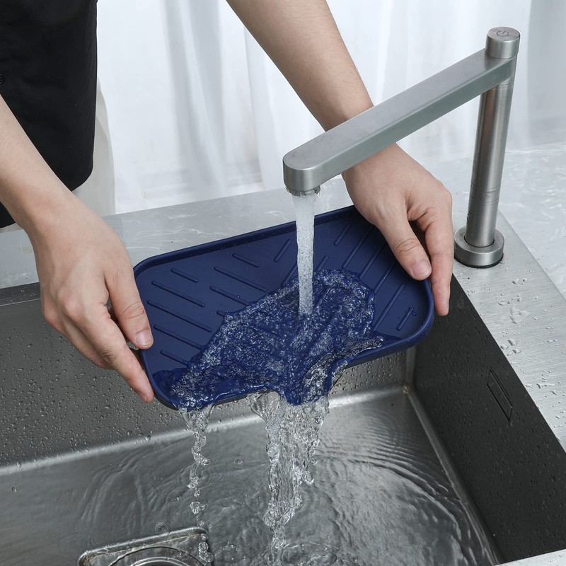 MicoYang Silicone Bathroom Soap Dishes with Drain Spout-Kitchen Sink Organizer,Sponge