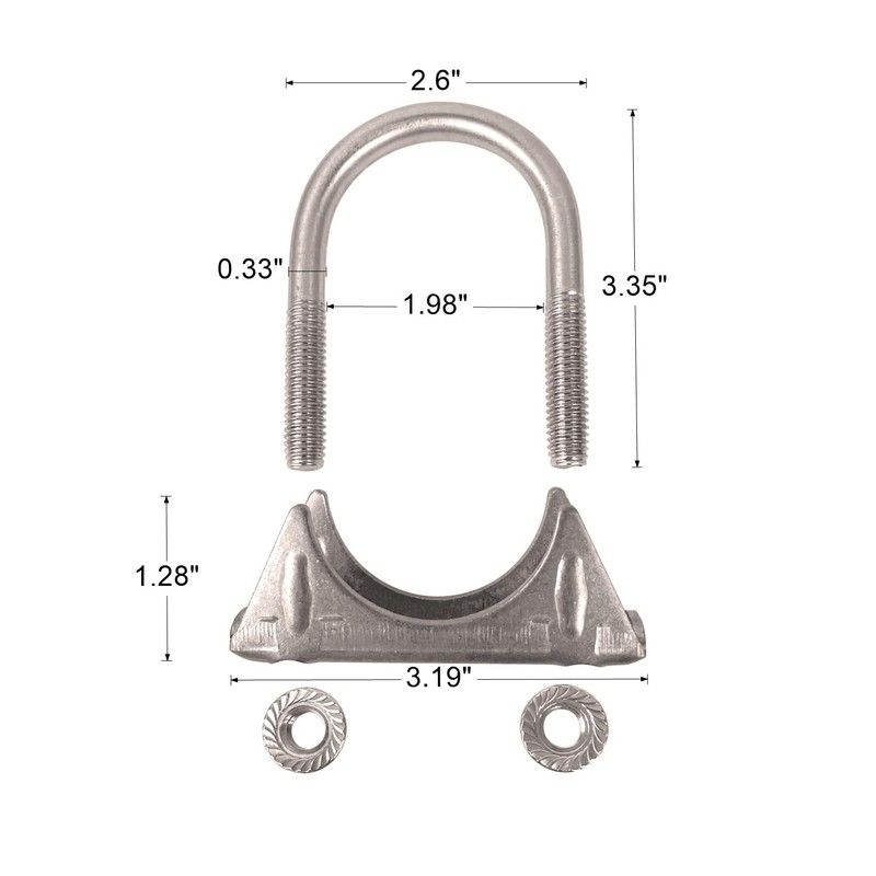Elifecenter Heavy Duty 1.75" 1-3/4 Inch Exhaust U Bolt Clamps