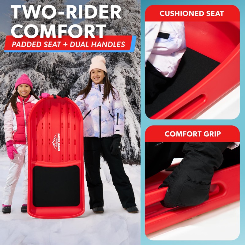 GoSports 2 Person Premium Snow Sled with Double Walled Construction,