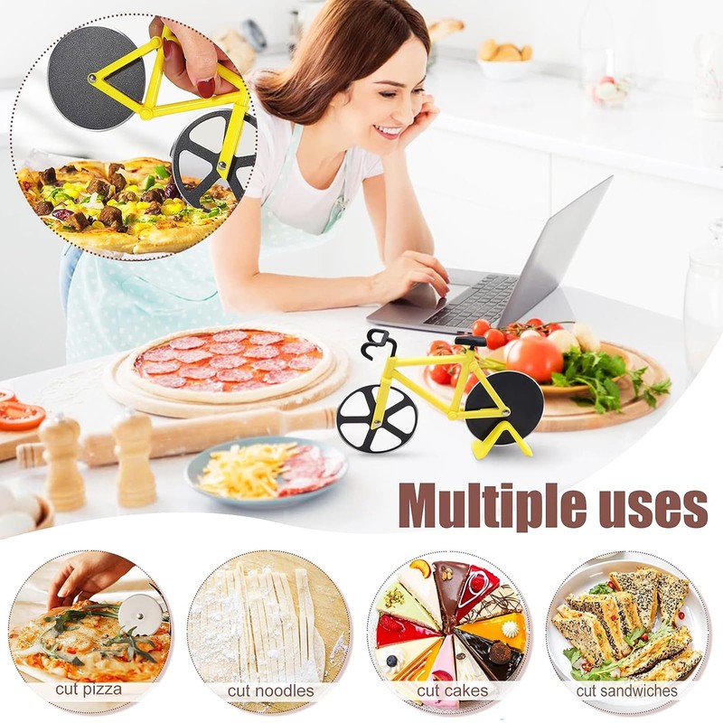 Bicycle Pizza Cutter Kitchen Gadget Pizza Bicycle Pizza Cutter Stainless