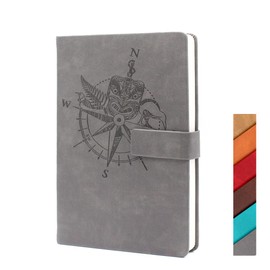 Navkejon PU Leather Hardcover Journal Notebook, Totem Compass Old Looking Diary Magnet Flap 8mm Lined Pages with bookmarks, A5 5.8'' x 8.5''