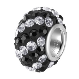 ANDANTE -Stones 925 Sterling Silver Crystal Rhinestone Bead Charm ** En Vogue ** Element Ball for European Beads + Organza Pouch, Sterling Silver, Crystal