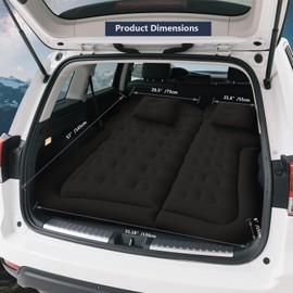 Howduoyu SUV Air Mattress for Camping, Air Mattress for Car Compatible with SUV, Camping Bed with Pump, Inflatable Sleeping Pad for Car Backseat, Truck Travel Bed for Road Trip (Black)