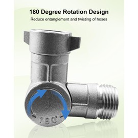 Adjustable 180° Metal Swivel Connector, Standard 3/4" Water Hose Fittings, Easy Grip, Leak-Resistant Anti-Kink Faucet Hose Adapter for RV Drinking Water Systems and Garden Installations