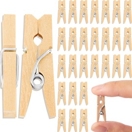 200 Pieces Mini Wooden Pegs Mini Pegs Tiny Pegs Small Picture Photo Pegs Decorative Craft Wooden Clips for Home, Arts, Crafts Decoration, Photo Display and Picture Hanging (Wood Color, 200 Pieces)