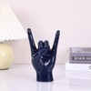 QIANLING 7.7" Blue Resin Rock On Hand Gesture Statue -