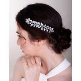 Chargances Crystal Bridal Hair Clip Rose Gold Wedding Rhinestone French Barrettes Hair Clip Fashion Handmade Hair Accessories for Bride Wedding Prom Flower Girl Headpieces (Rose gold)