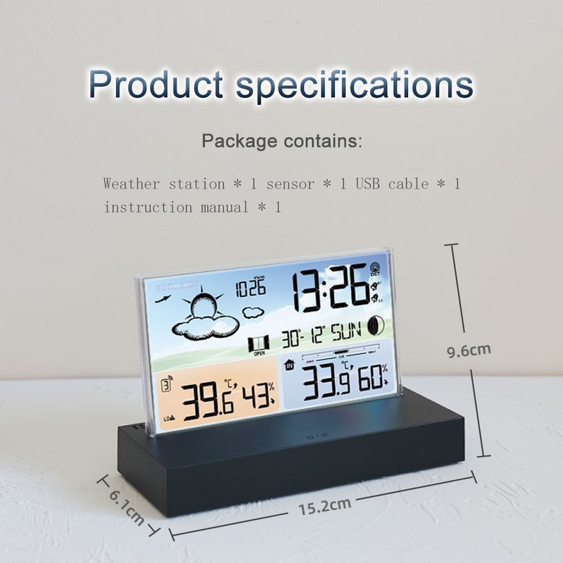 Digital Alarm Clock Temperature Humidity Weather Forecast Electronics Desktop Table