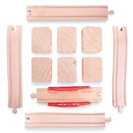 Conductor Carl Wood Train Track Bridge Expansion Pack| Compatible with Most Train Tracks| 11 Count (Pack of 1)