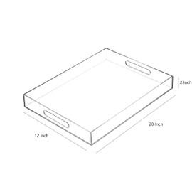BEYLANG Clear Sturdy Acrylic Serving Tray with Handles-12x20Inch-Serving Coffee,Appetizer,Breakfast,Butler-Kitchen Countertop Tray-Makeup Drawer Organizer-Vanity Table,Ottoman Tray-Decorative