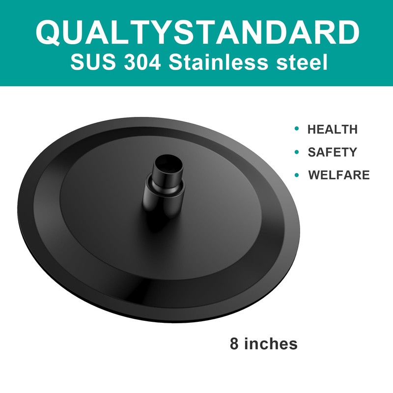 AULEEND 8 Inch Round Rain Shower head, High Flow Stainless