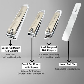 ZHIYE 10 Pcs Manicure Pedicure Kit, Stainless Steel Nail Clippers Set Professional Nail Grooming Tools with Case for Men Women (Space Silver)