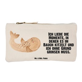 Mr. & Mrs. Panda M Make-Up Bag Seal Lying Down, White, Hand drawn