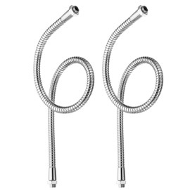 PATIKIL 19.7" Gooseneck Hose, 2 Pcs M10 to M8 Fine Thread Metal Positioning Hose Flexible Arm Tube Extension for Lamp, DIY Equipment, Silver Tone