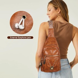 Relang Sling Bag for Women Crossbody, Leather Cross Body Fanny Packs for Women, Trendy Chest Bag for Travel and Daily Use