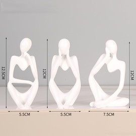 LISNSMY Thinker Statues and Abstract Art Sculpture, Sandstone Resin Thinker Statue Ornaments, Abstract Style Sculptures, Living Room Dining Desk Decorations Great Gift Ideas (3, W)