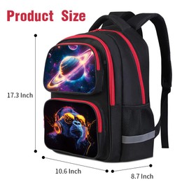 HiMagics School Backpack For Boys Girls Backpack For Kids Toddler Teens Elementary Middle School 17 inch Boys Backpacks Ages 6-18 Travel Book bag with Chest Strap Gorilla Pattern