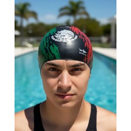 escualo Gorra para Natacion Unisex Adulto Modelo Bandera (Silicon) Impermeable, Unitalla, Color Negro