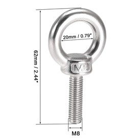 TA-VIGOR 2Pcs M8 x 25mm Lifting Long Eye Bolt, 304 Stainless Steel Wall Expansion Anchor Bolts, Masonry Concrete Screws Shoulder Eyebolt Lifting Ring for Hanging Hammock Article