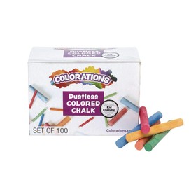 Colorations CNODUST Dustless Colored Chalk, 100 Piece Bulk Pack, Value, Multi-Colored, for Kids, Classroom, Learning, Drawing, Create, Play, Non-Toxic, 3 inches x 3/8 inch