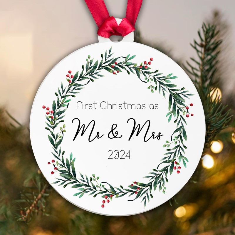 First Christmas as Mr and Mrs 2024 Wedding Bauble Christmas