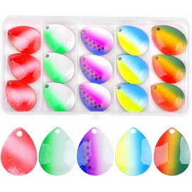 Spinner Blades Fishing Lures Kit, 80pcs Colorful Colorado Blades Copper Fishing Blades DIY Lure Making Supplies Fishing Spoon Blades for Inline Spinners Walleye Rigs Making Kit