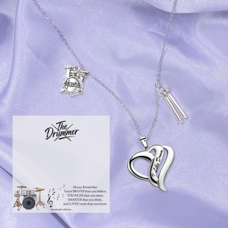 SODLYUE Drummer Drumstick Pendant Necklace, Drumstick Jewelry for Drummers &