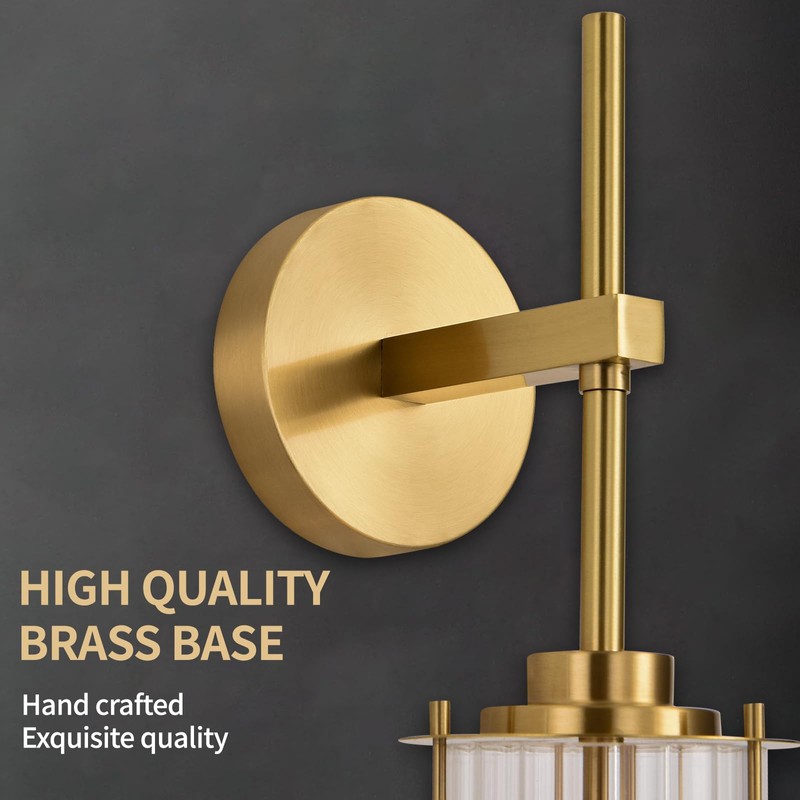 HermnJakk Modern Brass Wall Sconce,18" Gold Wall Sconces,Bathroom Vanity Light